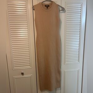 Tan Sleeveless Sweater Dress